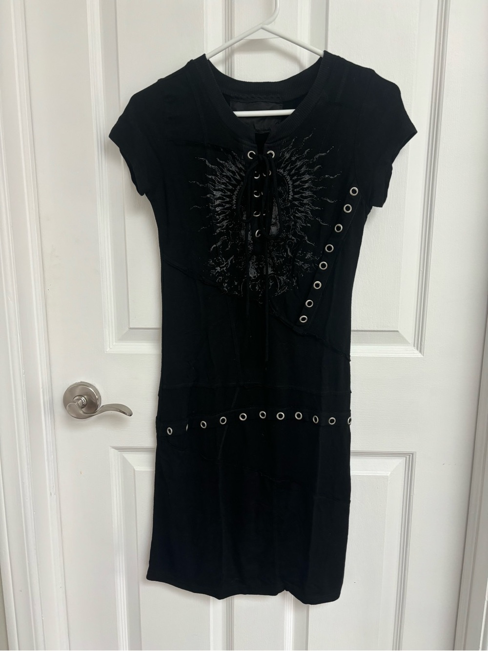 Black Lace-Up Midi Dress